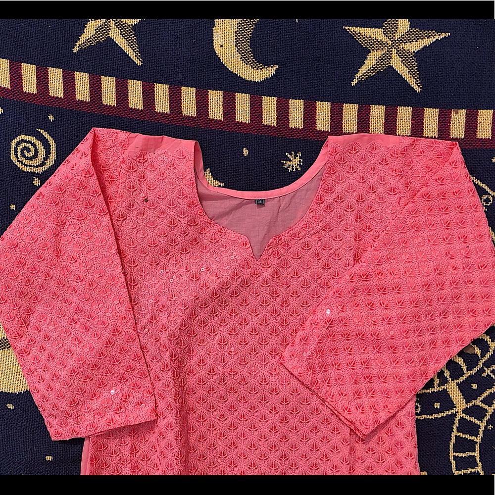 Beaded Sparkle Kurti Long Sleeve in Angel Peach 38
